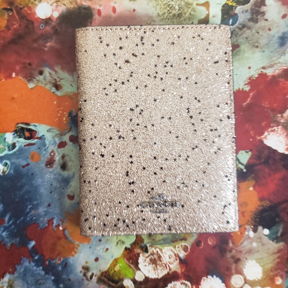 Coach Gold Star Glitter Collection Passport NEW
